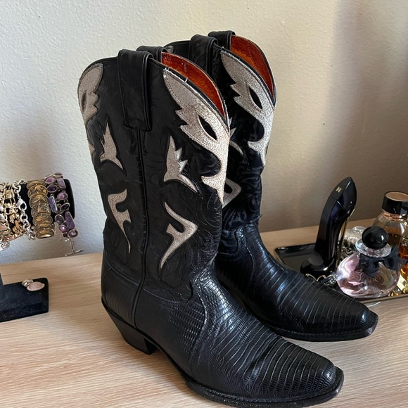 Frye Orange and Black Western Boots - Picture 1 of 7